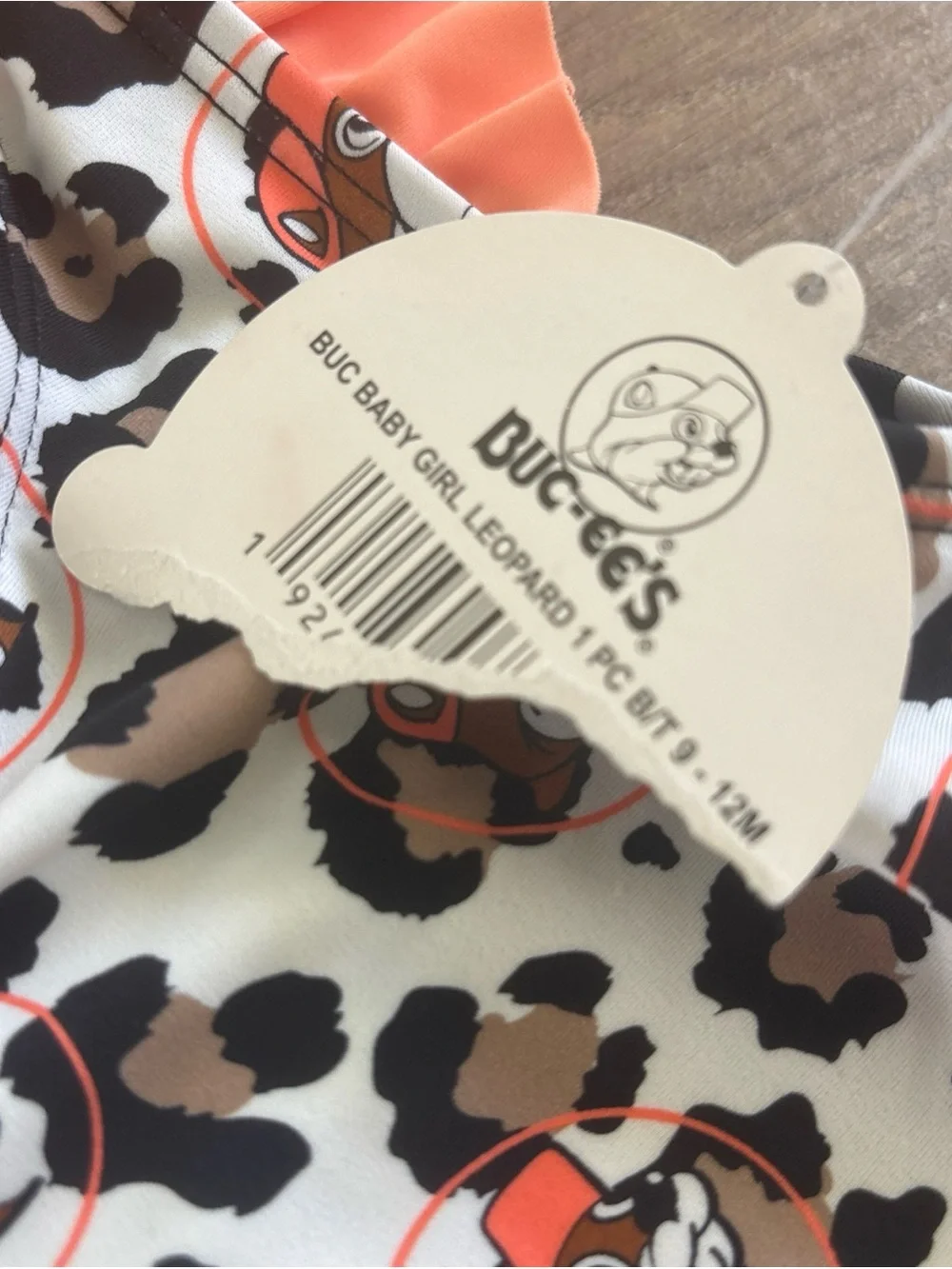 NWT Buc-ee’s Swimsuit  9-12m Infant Baby One-Piece Leopard Beaver Print